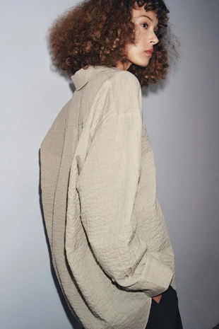 Рубашка OVERSIZE с текстурой — ZW COLLECTION- Заказать в России