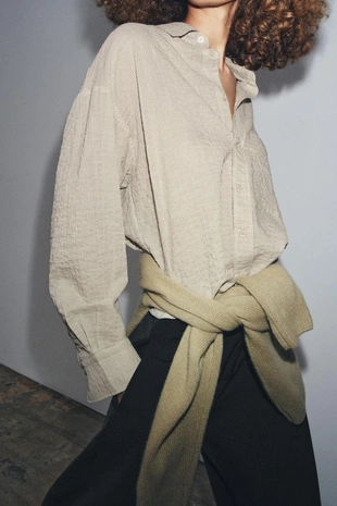 Рубашка OVERSIZE с текстурой — ZW COLLECTION- Заказать в России