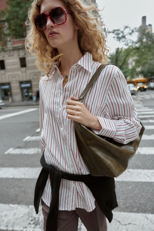 Купить Zara Рубашка OVERSIZE в полоску из поплина