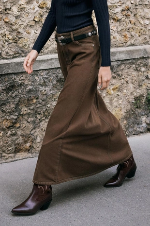 Джинсовая юбка-трапеция Z1975 MIDI- Заказать в России