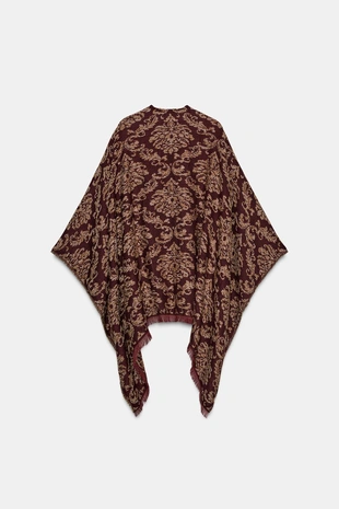 Длинная жаккардовая накидка- Заказать в России