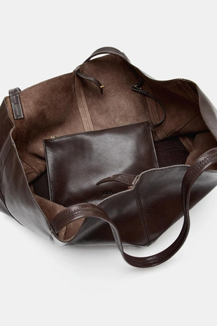 Большая кожаная сумка-шопер- Заказать в России