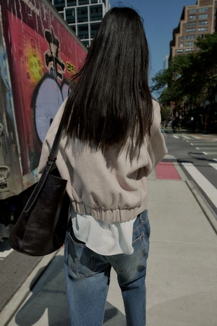 Sand | 8741/221/711 - Zara Бомбер из мягкой ткани с эластичным низом