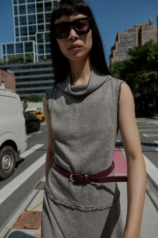 Платье миди с ремнем- Заказать в России