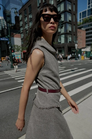 Платье миди с ремнем- Заказать в России