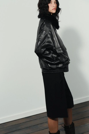 Куртка с отстегивающимся воротником из искусственного меха- Заказать в России