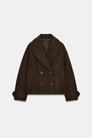 Короткое двубортное пальто- Заказать в России