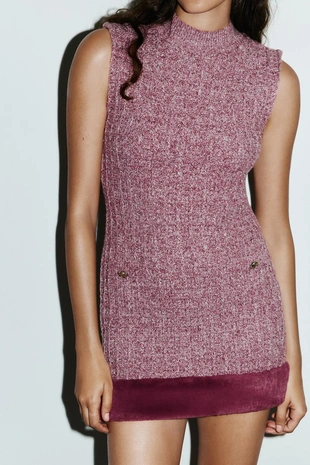 Платье из ткани с эффектом меха- Заказать в России