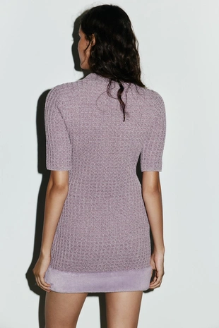 Платье с фактурной отделкой и эффектом меха- Заказать в России