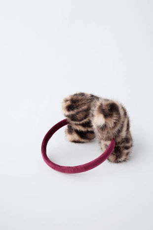 Brown | 0653/726/700 - Zara Наушники из искусственного меха с анималистическим принтом