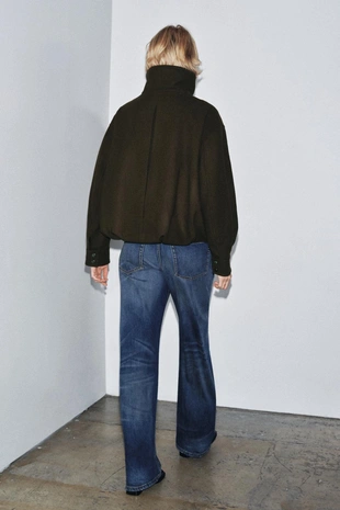 Khaki | 3736/248/505 - Zara Минималистичная куртка-бомбер с шерстью — ZW COLLECTION