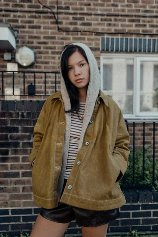 Куртка-накидка из вощеной ткани- Заказать в России