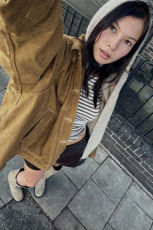 Куртка-накидка из вощеной ткани- Заказать в России