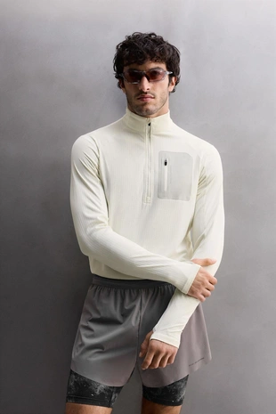 Купить Zara Футболка из технической ткани с воротником на молнии