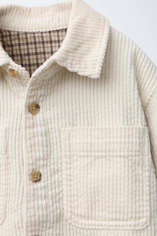 Ecru | 8614/517/712 - Zara Вельветовая куртка-рубашка с клетчатой подкладкой