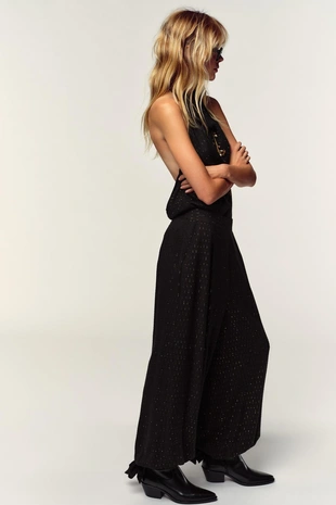 Black | 8799/934/800 - Zara Брюки-самбуки с металлизированной нитью