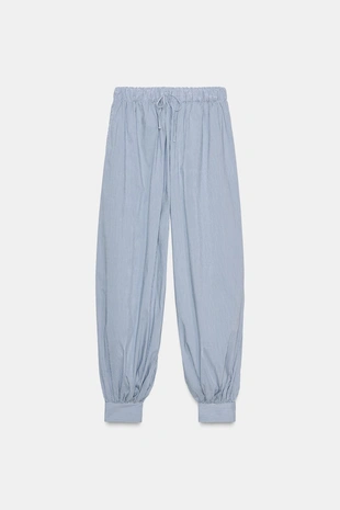 Брюки-багги из поплина в полоску- Заказать в России