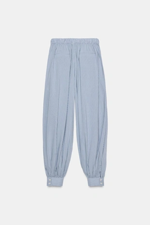 Брюки-багги из поплина в полоску- Заказать в России