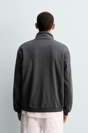 Dark grey | 1501/330/922 - Zara Толстовка с эффектом стирки и воротником на молнии