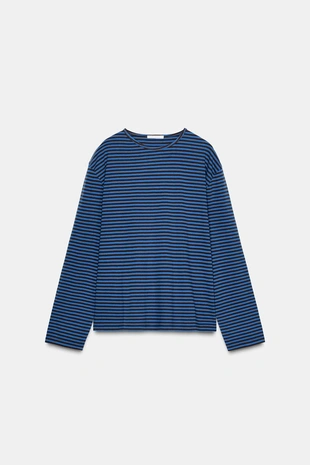 Brown-Blue | 4424/725/049 - Zara Футболка в полоску с длинными рукавами