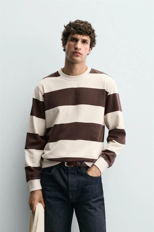 Купить Zara Толстовка в полоску с контрастом