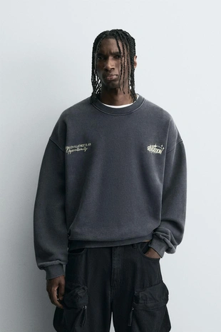 Купить Zara Толстовка с комбинированным принтом