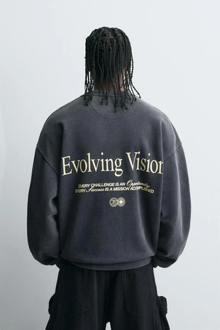 Dark anthracite | 9144/307/898 - Zara Толстовка с комбинированным принтом