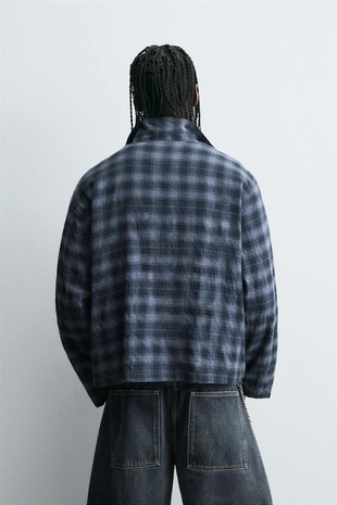 Рубашка в клетку на молнии- Заказать в России