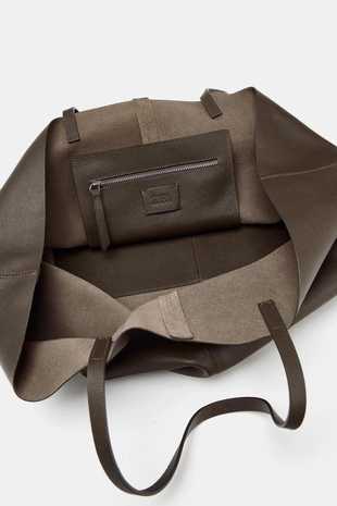 Большая кожаная сумка-шопер- Заказать в России