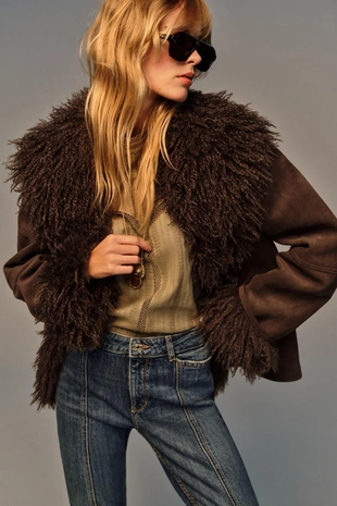 Blue / Green | 7223/224/445 - Zara Джинсы Z1975 клеш со средней посадкой и рельефом