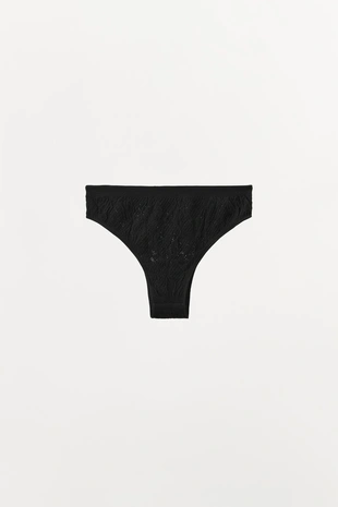 Black | 8779/659/800 - Zara Бесшовные трусы с кружевом