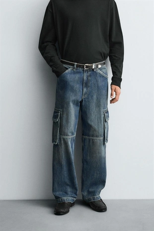 Джинсы-карго прямого кроя- Заказать в России