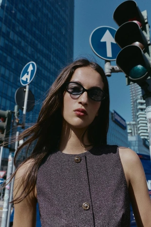 MARLED WAISTCOAT TOP WITH BELT- Заказать в России