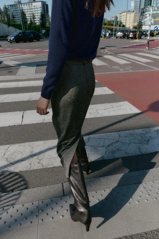 Юбка-карандаш миди с эффектом жатки- Заказать в России