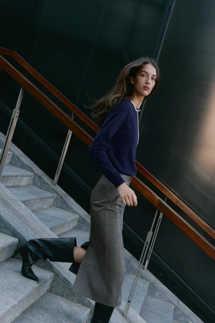 Юбка-карандаш миди с эффектом жатки- Заказать в России