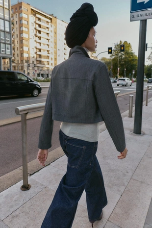 Укороченный блейзер «ёлочка»- Заказать в России