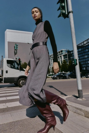 Купить Zara Платье-миди с эффектом жаспе с поясом