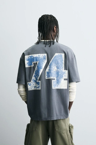 Футболка с выстиранным принтом- Заказать в России