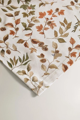 Green | 8202/021/500 - Zara Покрывало из хлопка с листьями, покрытое смолой