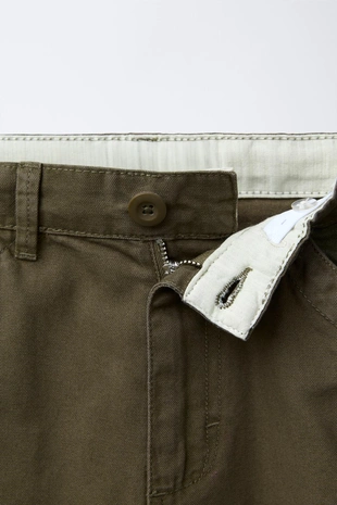 Dark khaki | 6917/830/507 - Zara Прямые брюки с нашивками