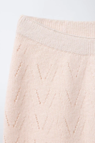 Light beige | 5059/595/052 - Zara Трикотажные брюки из хлопка и шерсти