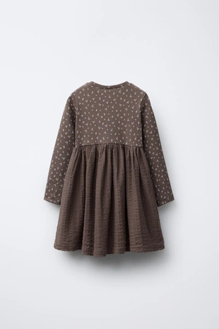 Комбинированное платье в рубчик с цветочным принтом- Заказать в России