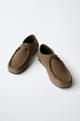 Grey | 4550/630/802 - Zara Кожаные туфли с декоративной прострочкой