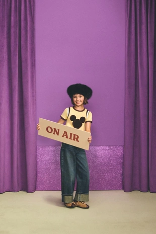 Джинсы WIDE FIT с лоскутным силуэтом микки HARRY LAMBERT FOR ZARA X DISNEY- Заказать в России