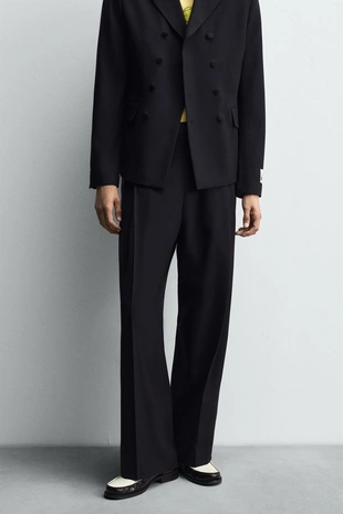 Купить Zara Брюки костюмные со складками HARRY LAMBERT FOR ZARA X DISNEY