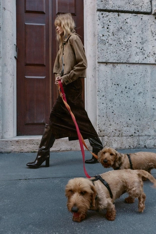 Купить Zara Куртка из 100% кожи с воротником