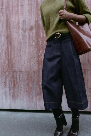 Купить Zara Длинные джинсовые шорты Z1975 с защипами