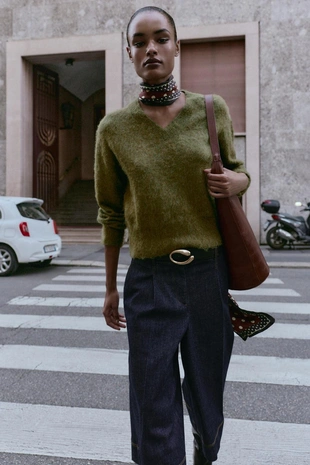 Blue | 9025/576/400 - Zara Длинные джинсовые шорты Z1975 с защипами