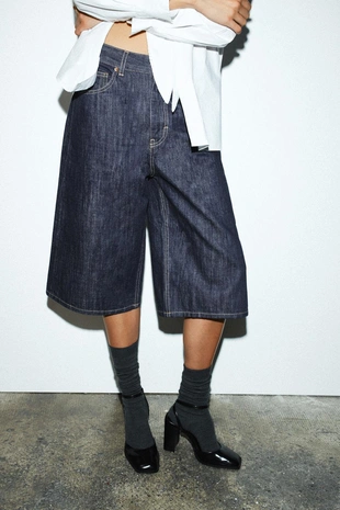 Купить Zara Джинсовые шорты-бермуды TRF со средней посадкой