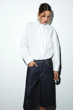 Dark indigo | 6929/200/443 - Zara Джинсовые шорты-бермуды TRF со средней посадкой